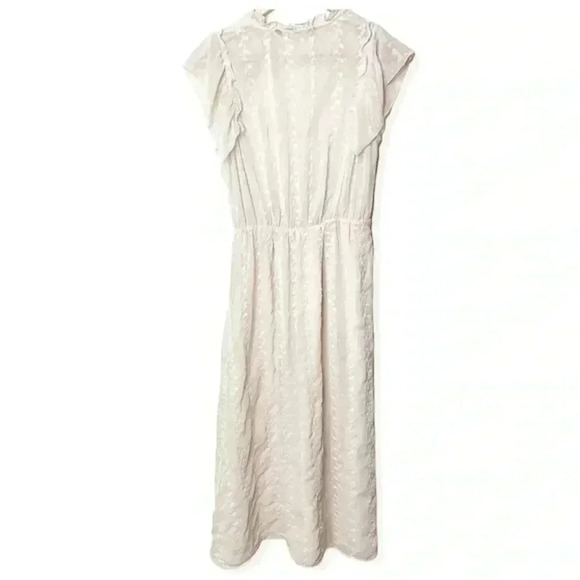 Zara‎ White Embroidered Dotted Mesh Midi Dress - Picture 2 of 6